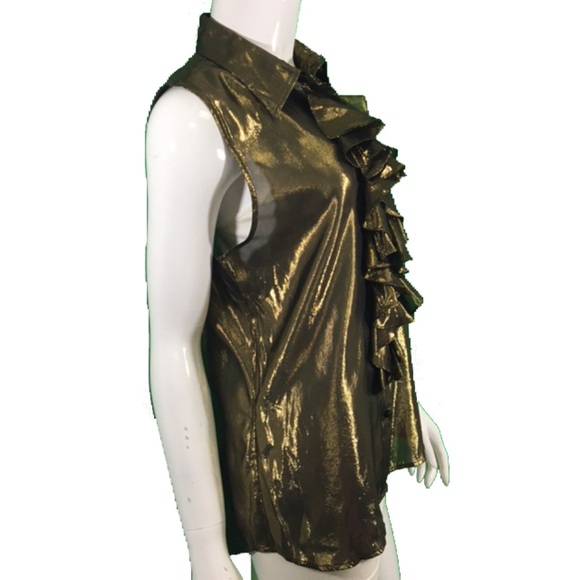 NWT Ralph Lauren Gold Ruffle Vest (1130) - Picture 2 of 3